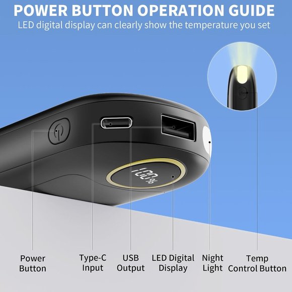 7000mAh‎ Rechargeable Electric Hand Warmer and Power Bank - Picture 9 of 12